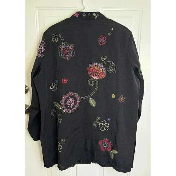 ANNE CARSON Women's 70% Silk Artsy Embroidered Floral Beaded Jacket Cardigan 2X - Picture 2 of 11